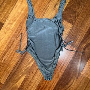 Forever 21 Gray One Piece Swimsuit with Side Ties